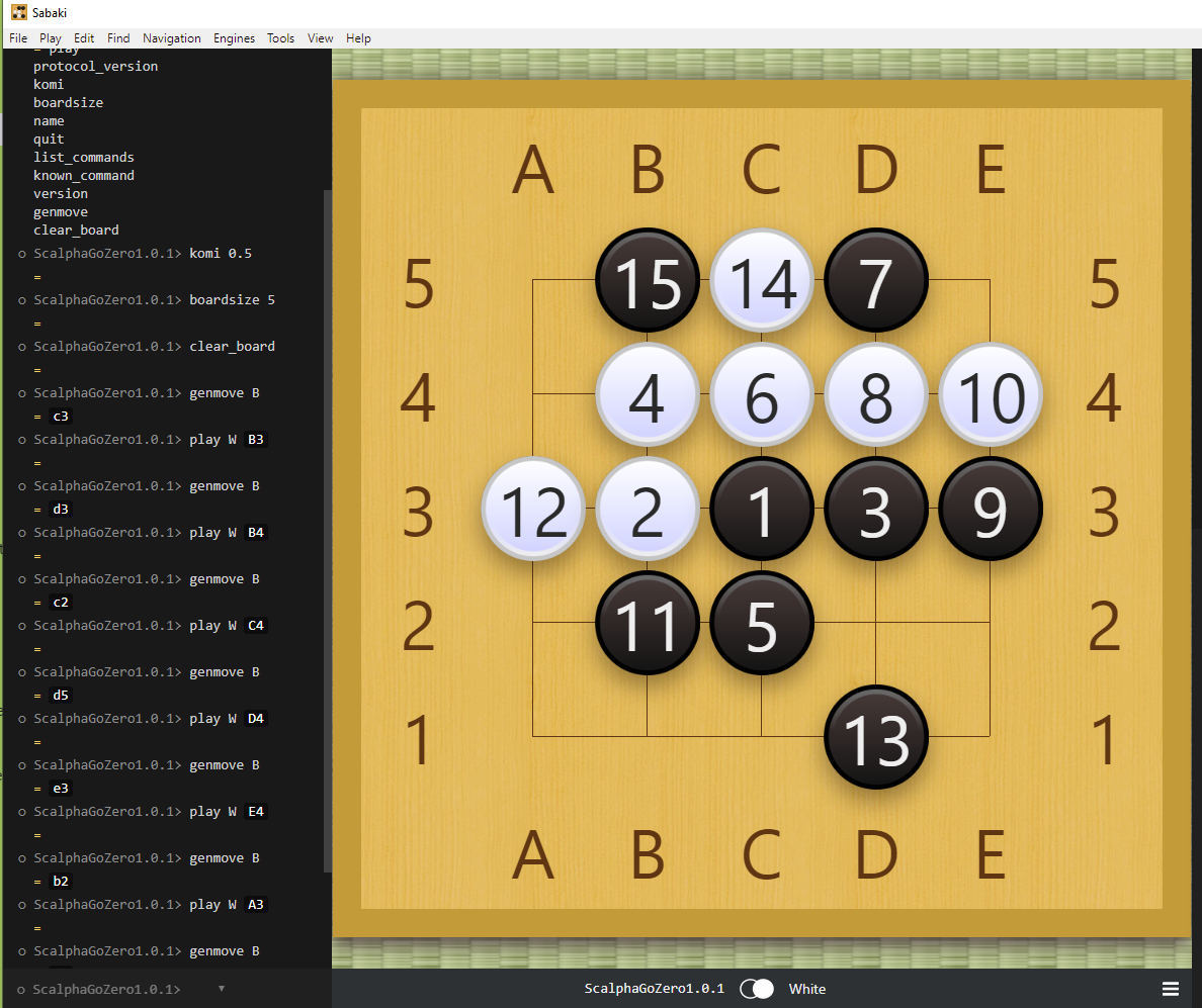 Sabaki play with ScalphaGoZero engine